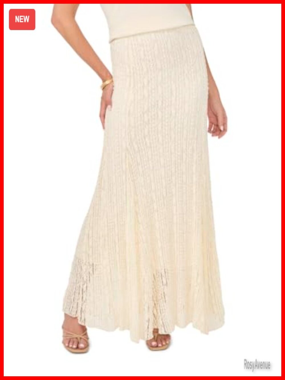 Knit Godet Maxi Skirt Cotton Acrylic Flared Hemline
